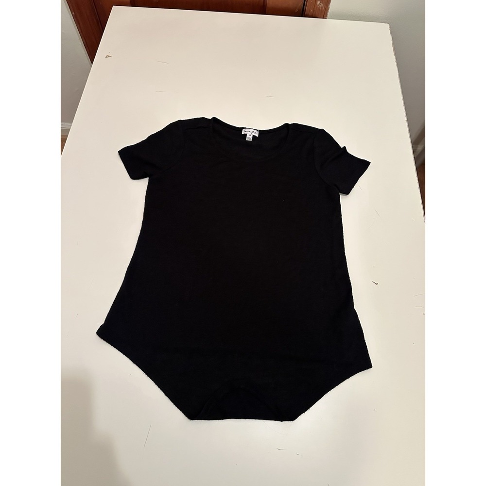 Women's Black Short-sleeve Bodysuit Love Fire Size Small